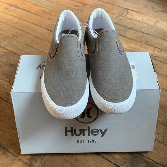 NWT Mens Hurley Arlo Slip Canvas Low Top Slip On Shoes Grey - Picture 2 of 5
